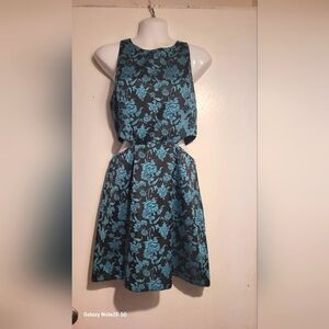 NWT Anthropologie Floral Cutout Dress - Black and Teal